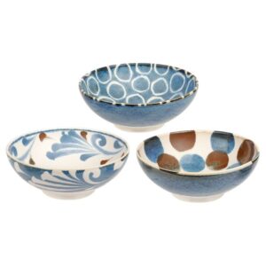 筆青刷繪麵碗組3入